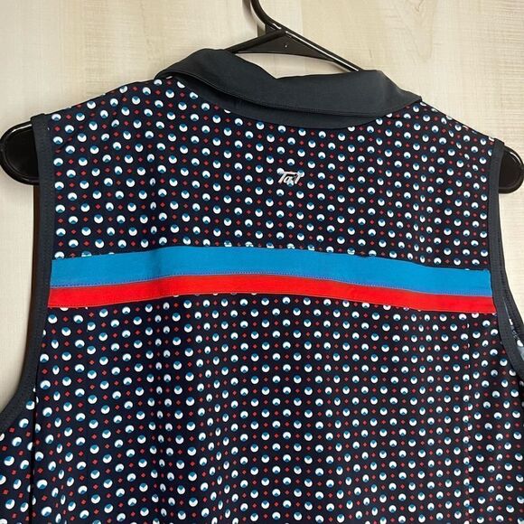 Tail ladies sleeveless navy with white and red dots‎ golf top, size XL NWOT - Picture 11 of 15